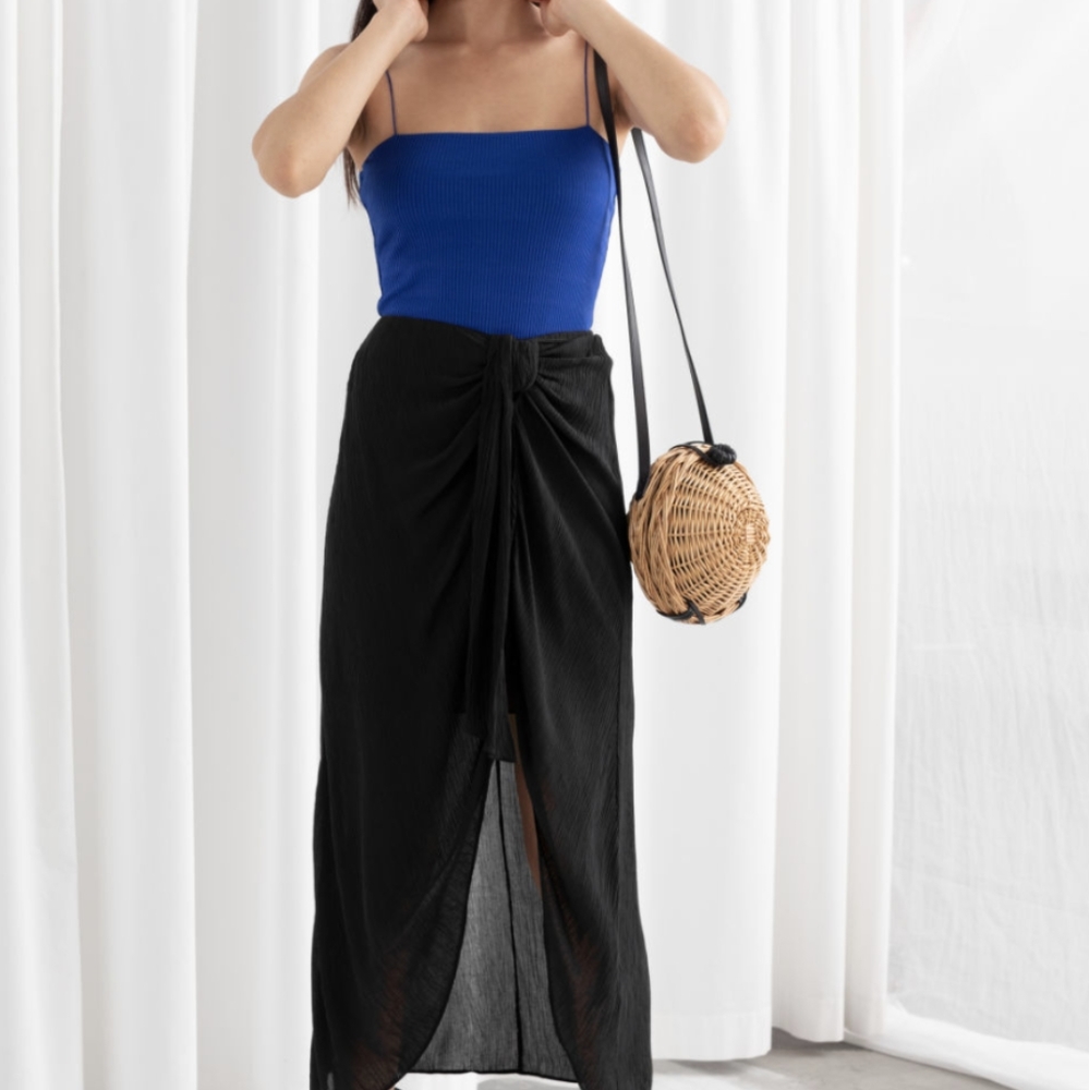 & other stories black sarong midi skirt